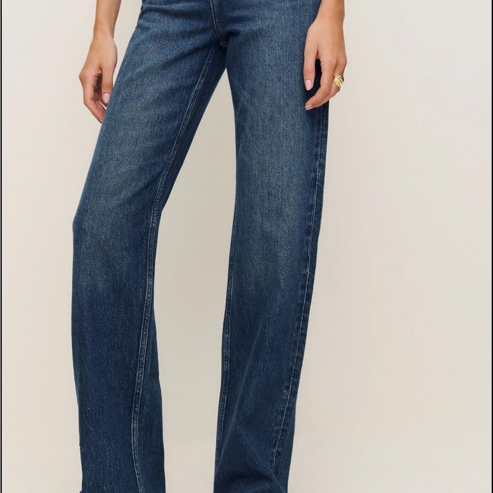 Reformation Dark Blue Wide Leg Jeans